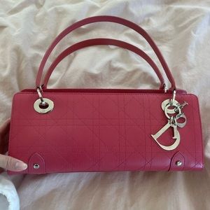 christian dior lady dior cannage east/west shoulder bag fuschia pink vintage